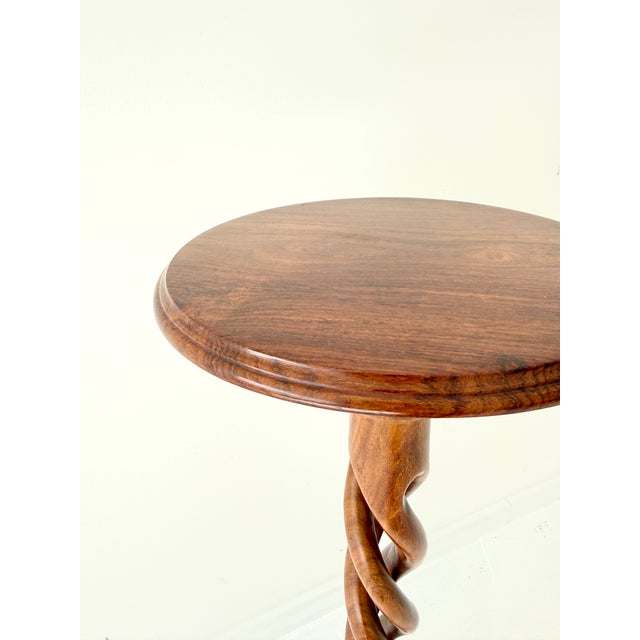 Brown Mid-Century French Mahogany Open Spiral Barley Twist Lamp Stand For Sale - Image 8 of 10