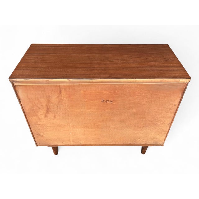 Restored Mid-Century Modern Walnut 4-Drawer Chest With Chrome Pulls For Sale - Image 16 of 16