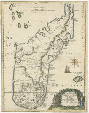 Antique Map of Madagascar, the Comoros Islands and Reunion Island, 1667
