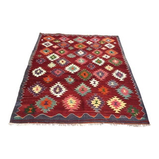 Vintage Turkish Kilim Rug- 97" X 79.5" For Sale
