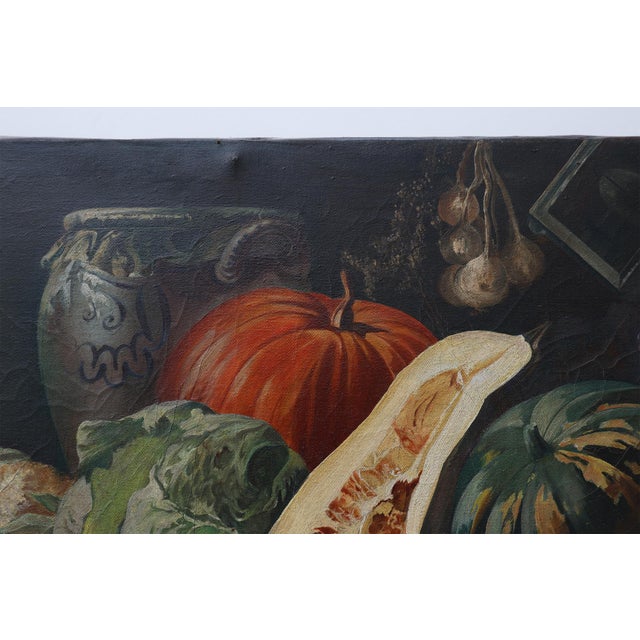 A. Platteau, Still Life with Vegetables and Pottery, 1920s, Oil on Canvas For Sale - Image 11 of 12