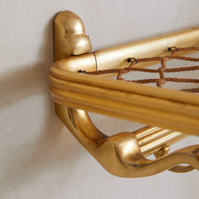 1960s Austrian Brass + Rope Wall-Mounted Coat Rack, 1960s For Sale - Image 5 of 9
