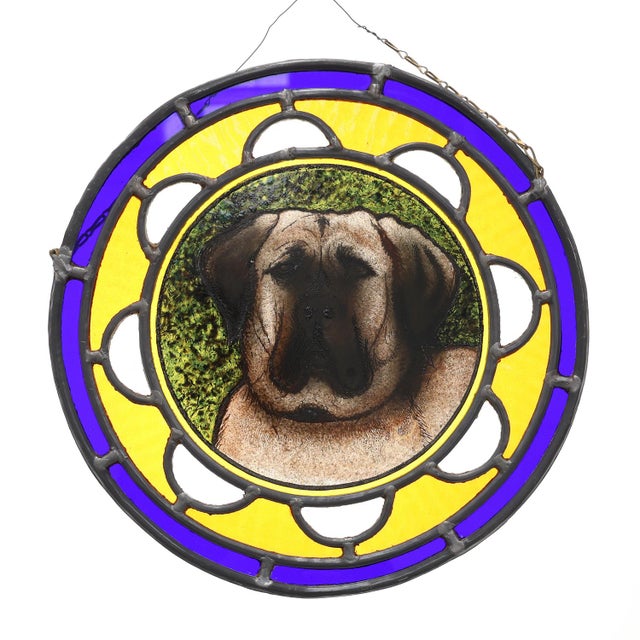 Art Deco Stained Glass Roundel Depicting with English Mastiff Dog, 1890s For Sale - Image 11 of 11