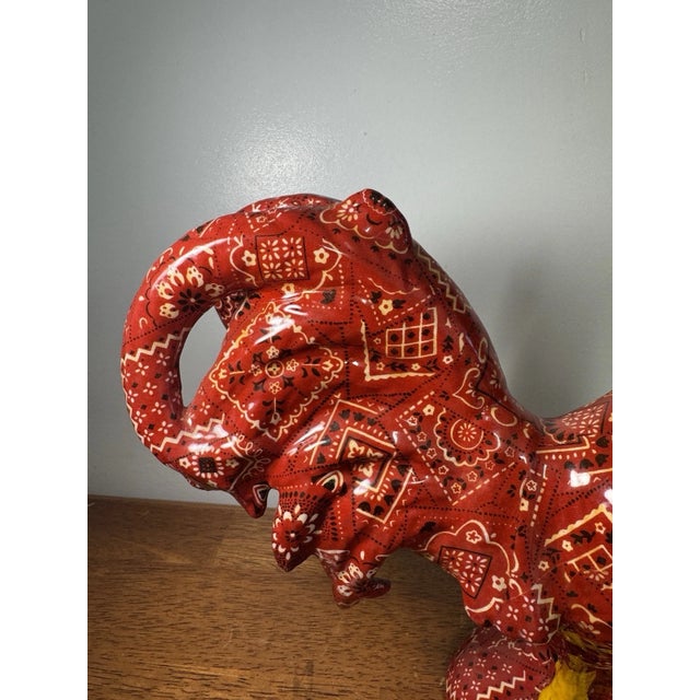 Large Porcelain Rooster Figurine Red Paisley Bandana Farmhouse Country Decor For Sale - Image 12 of 14