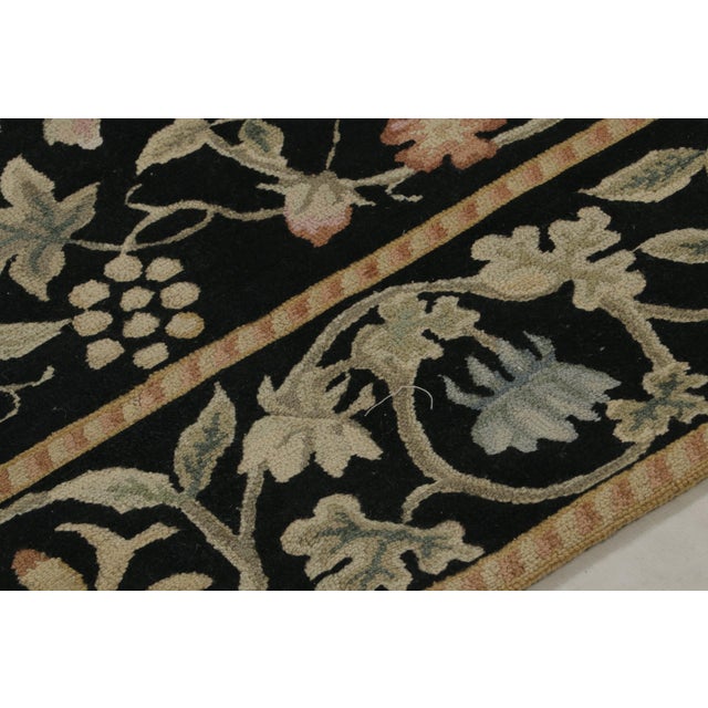 Beige Rug & Kilim’s European Style Rug in Black With Beige and Green Floral Patterns For Sale - Image 8 of 10
