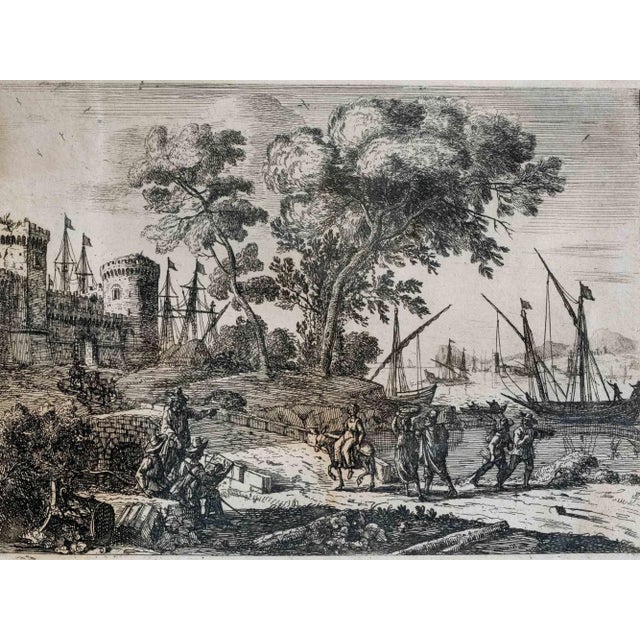 Landscape is an old master artwork realized by Artist of late 17th Century. Etching on paper. Includes frame 31.8 x 37 cm