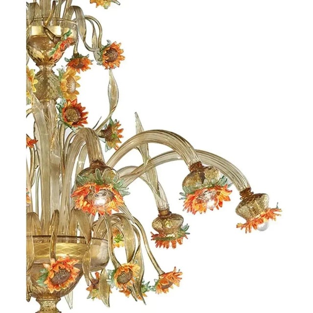 Early 21st Century Artistic Venetian Sunflowers Murano Glass Chandelier by Simoeng for Simoeng For Sale - Image 5 of 8