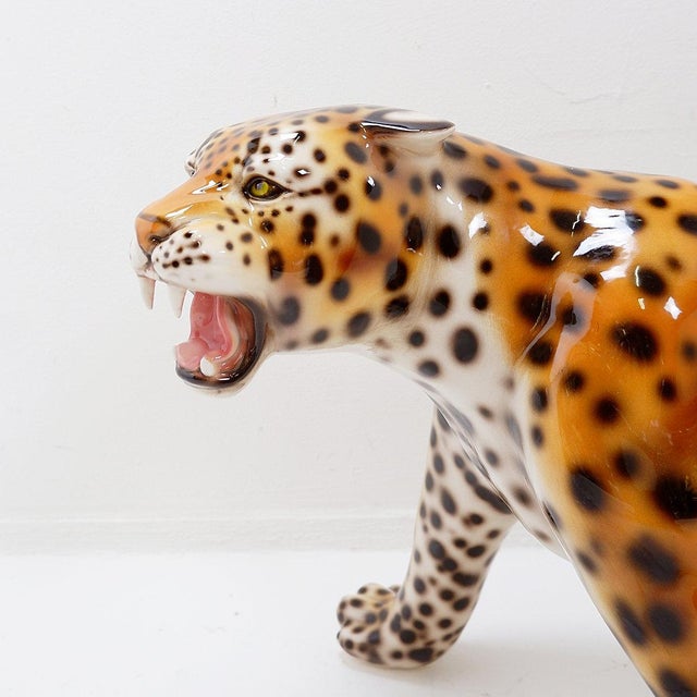 Black Ceramic Sculpture of Leopard by Ceramiche Boxer, 2000s For Sale - Image 8 of 16