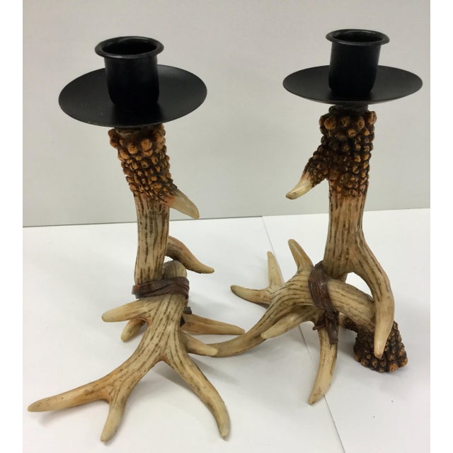 MidCentury Resin Antler Candlestick Holders a Pair Chairish
