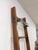 Antique Wood Metal Library Ladder 7 Rung Rolling Bookcase Ladder 82" For Sale - Image 9 of 9