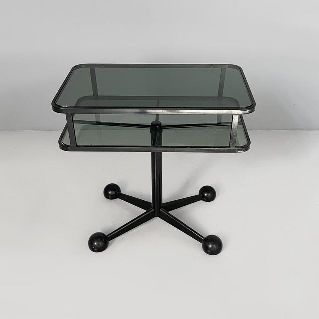 Italian Modern Black Metal and Smoked Glass Cart by Arredamenti Allegri, 1980s For Sale - Image 3 of 18