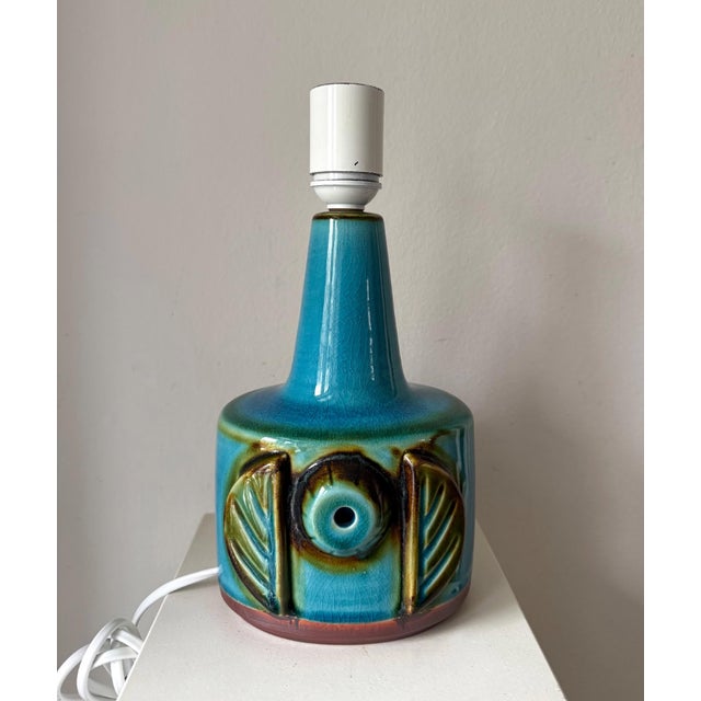 1960s Vintage Ceramic Table Lamp with Turquoise Glaze by Einar Johansen for Søholm, 1960s For Sale - Image 5 of 5