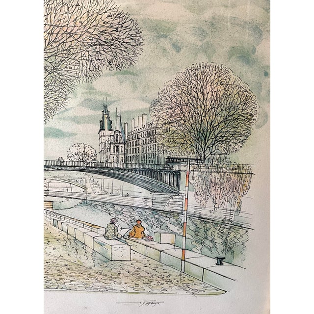 1970s Rolf Rafflewski, Pont Au Double & Hôtel-Dieu, Paris, 1970s, Lithograph For Sale - Image 5 of 8