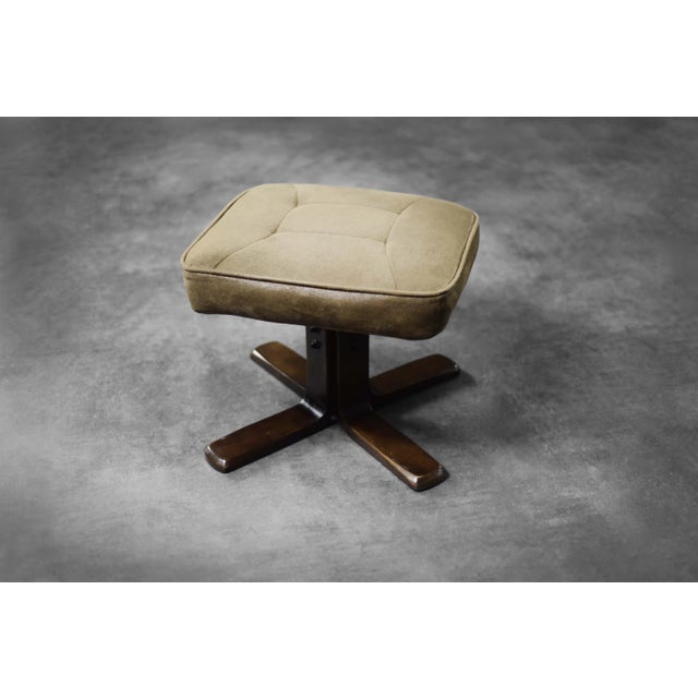 Set of Mid-Century Modern Danish Brown Swivel Chair & Ottoman, 1960s For Sale - Image 4 of 18