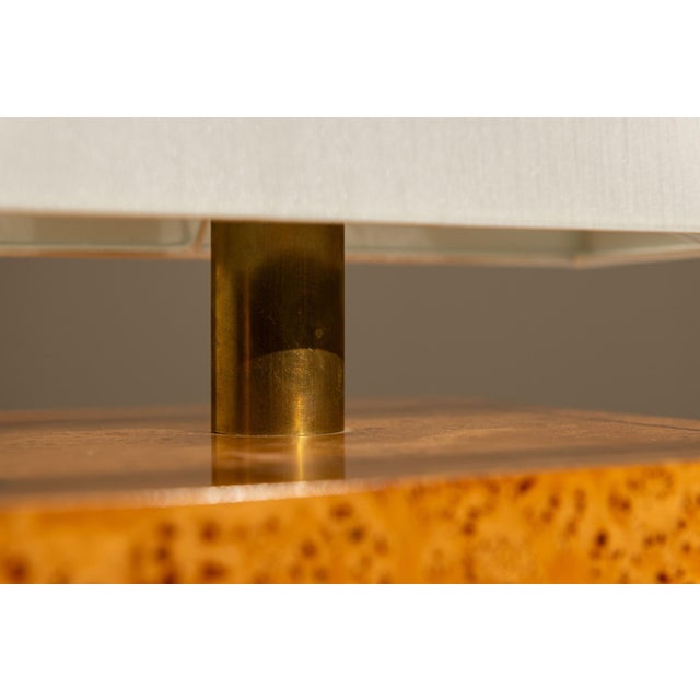 Brown Table Lamp in Walnut Burl and Brass by Gabriella Crespi, Italy, 1970s For Sale - Image 8 of 15