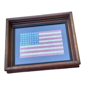 Antique Framed Cotton Gauze 48 Star American Flag in Antique Walnut Frame