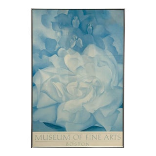 Georgia O'Keeffe "White Rose With Larkspur No. 2" Poster, Framed For Sale