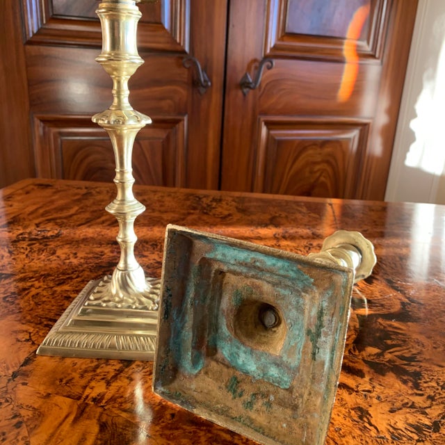 Pair of Antique Georgian Brass Candlesticks For Sale - Image 10 of 10