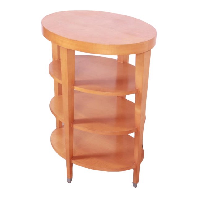 Baker Furniture Modern Art Deco Four-Tier Maple Tea Table or Occasional Side Table For Sale