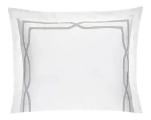 Clarissa Euro Cotton Sham, White & Light Gray