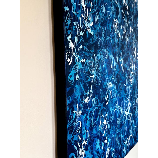 "Blue Chiffon No.3 - Open Veil" Large Textured Abstract Painting on Canvas, Blue Contemporary Art For Sale - Image 9 of 9