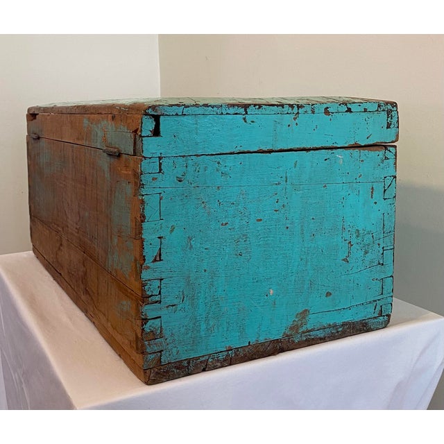 Vintage Rustic Painted Wooden Box Chairish