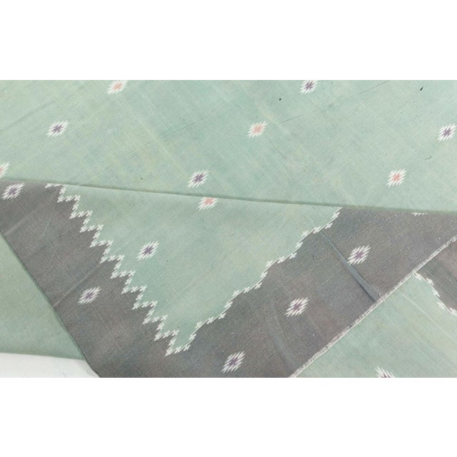 Mid-Century Modern Doris Leslie Blau Vintage Indian Dhurrie Green Rug For Sale - Image 3 of 8