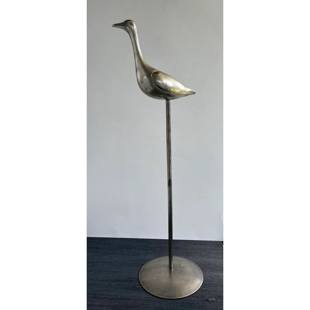 Mid-Century Chrome Crane Figurine Statue or Hat Stand 18" High For Sale - Image 4 of 13