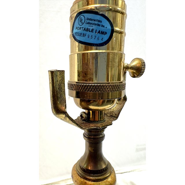 Vintage Hollywood Regency Style Gold Leaf Column Candlestick Lamps- A Pair For Sale - Image 10 of 18