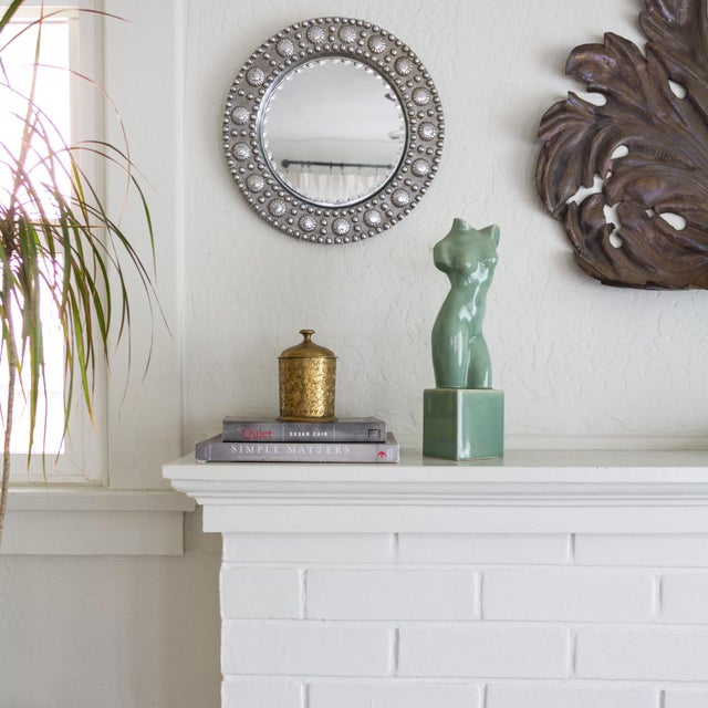 Ceramic Nude Female Sculpture on Plinth With Sage Green Glaze For Sale - Image 15 of 18