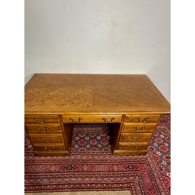 1990s Vintage Oak Desk Flat Top For Sale - Image 4 of 9