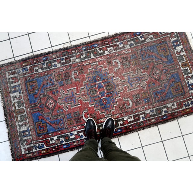 Persian 1970s, Handmade Vintage Persian Hamadan Distressed Rug 3.3' X 6.4' For Sale - Image 3 of 11
