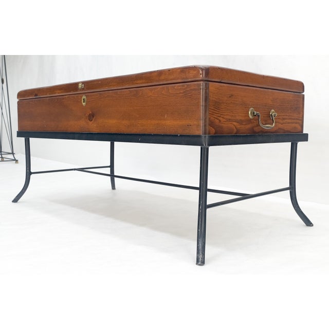Arts & Crafts Vintage Hope Chest Storage Box on Metal Frame Box For Sale - Image 3 of 15