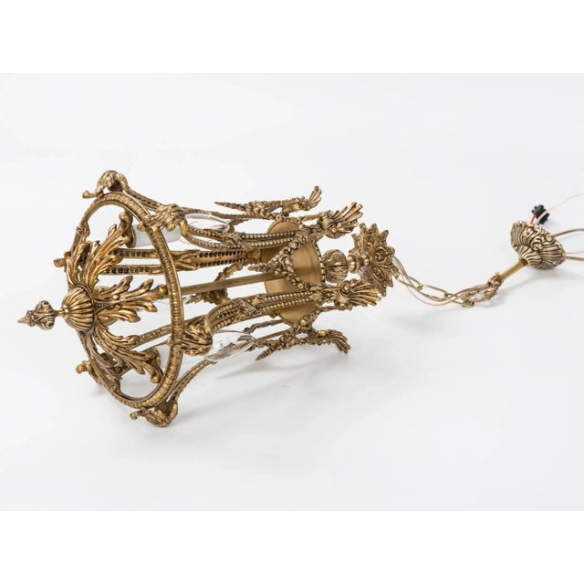 1950s Spanish Brass 3 Light Chandelier For Sale - Image 6 of 10