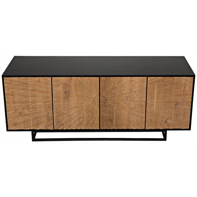 Noir NOIR Ra Sideboard, Hand Rubbed Black With Teak For Sale - Image 4 of 11