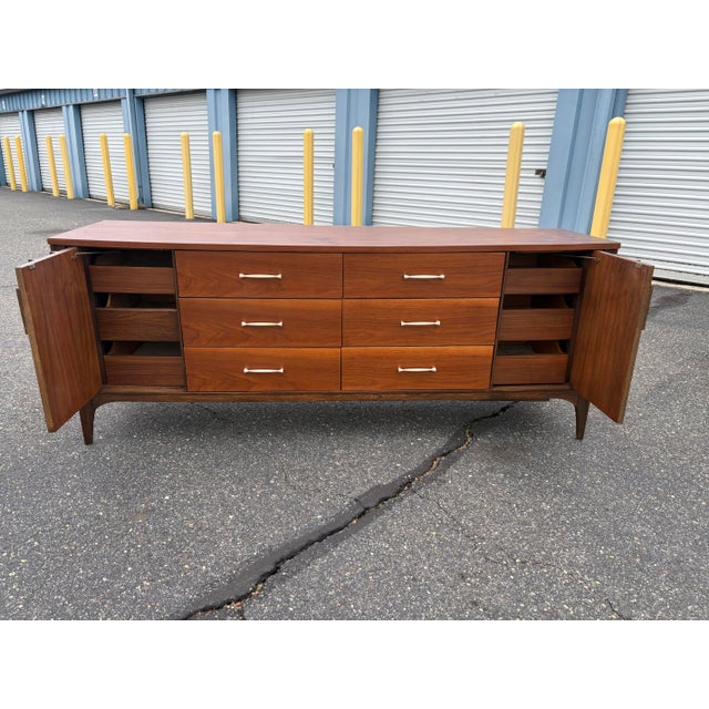 *This piece has been professionally refinished! Vintage Mid Century Modern Kent Coffey Perspecta Long Dresser Lowboy. 12...