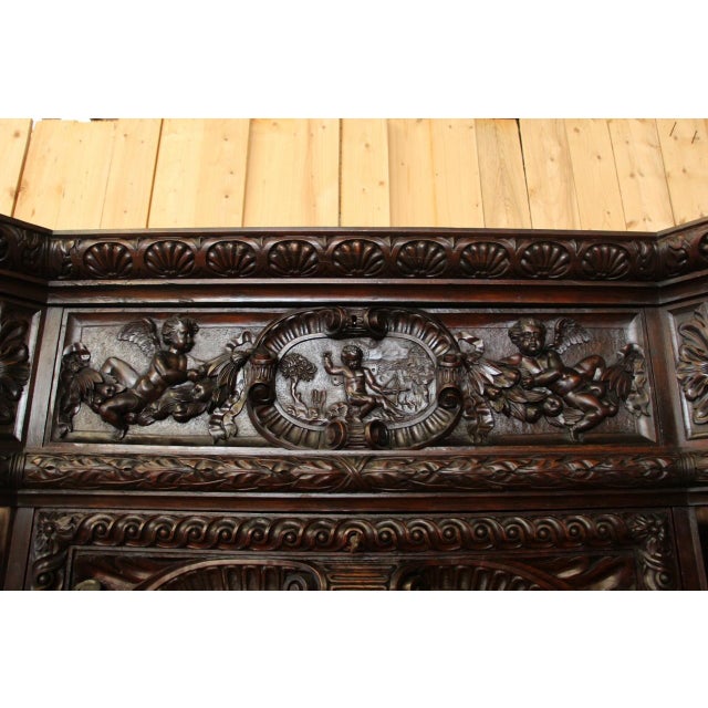 Wood Renaissance-Style Castle Buffet with Atlantes, 19th Century For Sale - Image 7 of 14