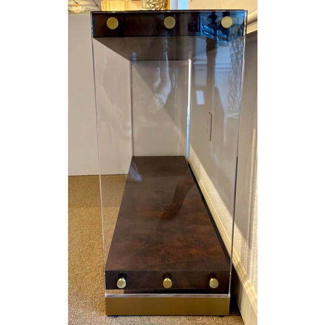 2020s Revelation Modern Burl Wood and Acrylic Apparition Console Table For Sale - Image 5 of 7