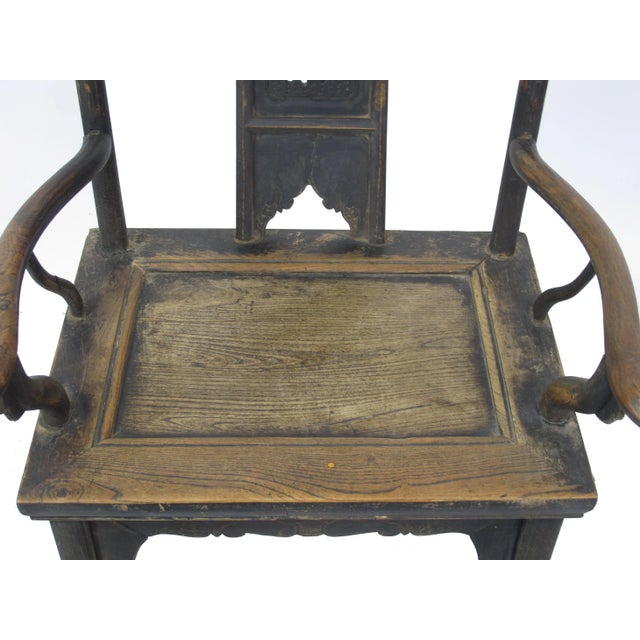 Antique Chinese Government Official Hat Armchairs - a Pair For Sale - Image 10 of 11