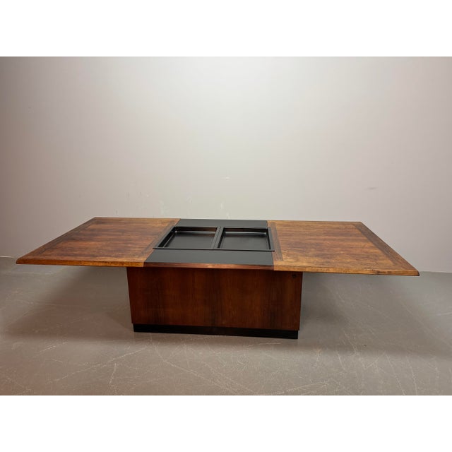 1960s Mid-Century Sliding Bar Coffee Table in Wood with Concealed Bar Compartments by E. Pedersen, Denmark, 1960s For Sale - Image 5 of 14