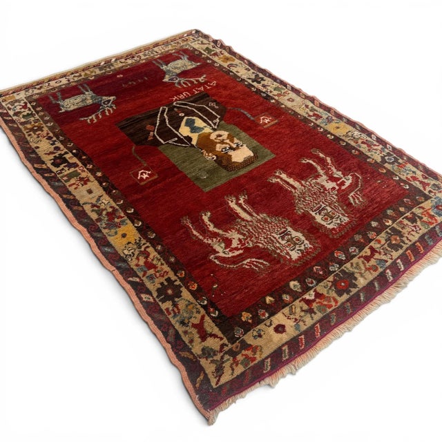 Rare Vintage Turkish Sivas Rug Depicting Atatürk | Dated 1949 | 4x6 Figural Rug For Sale - Image 4 of 5