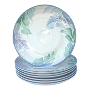 Pastel Palm Leaves Stoneware Dinner Plates- Set of 6