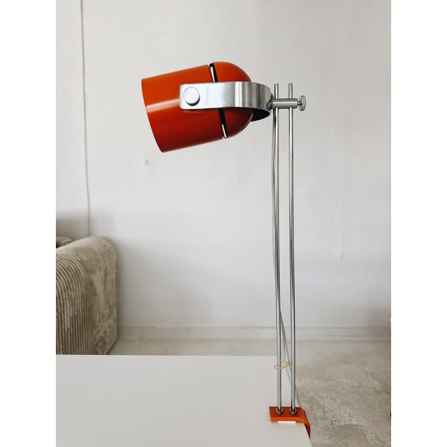 Vintage Space Age Desk Lamp in Orange & Chrome attributed to Stanislav Indra, 1970s For Sale - Image 10 of 11