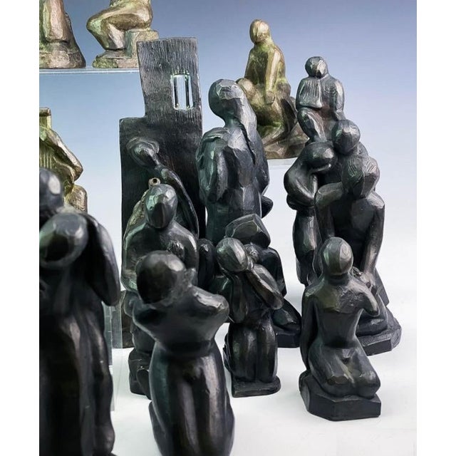 Alfred Van Loen, Liberty vs Slavery Van Loen Bronze Abstract Chess Set Modernist Museum Sculpture, c.1960's For Sale - Image 4 of 7