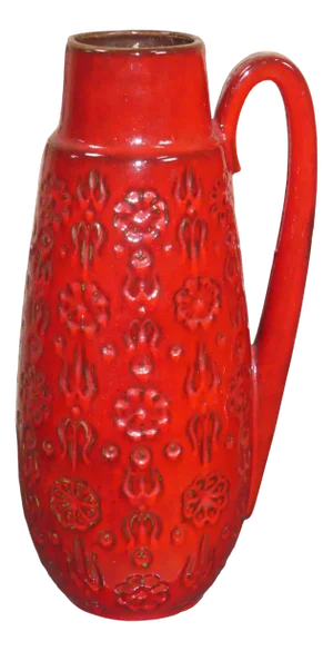 Large Red Ceramic Berinna 424-46 Floor Vase from Scheurich, 1970s