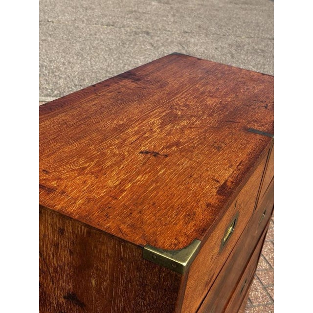Brown Brass Bound Campaign Chest For Sale - Image 8 of 13