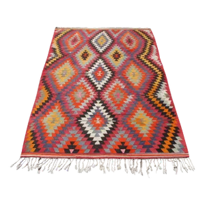1960's Vintage Hand Woven Kilim Rug - 61" X 95"