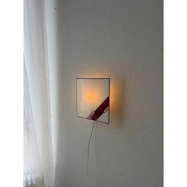 Architectural Stained Glass Wall Lamp with Textured Glass For Sale - Image 11 of 12