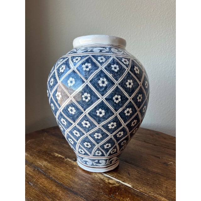 Late 20th Century Handmade and Handpainted Terracotta Portugal Pottery Vase For Sale - Image 9 of 11