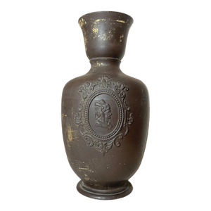 Antique 19th Century Pottery Terracotta FGW Ferdinand Gerbing Brown Relief Vase